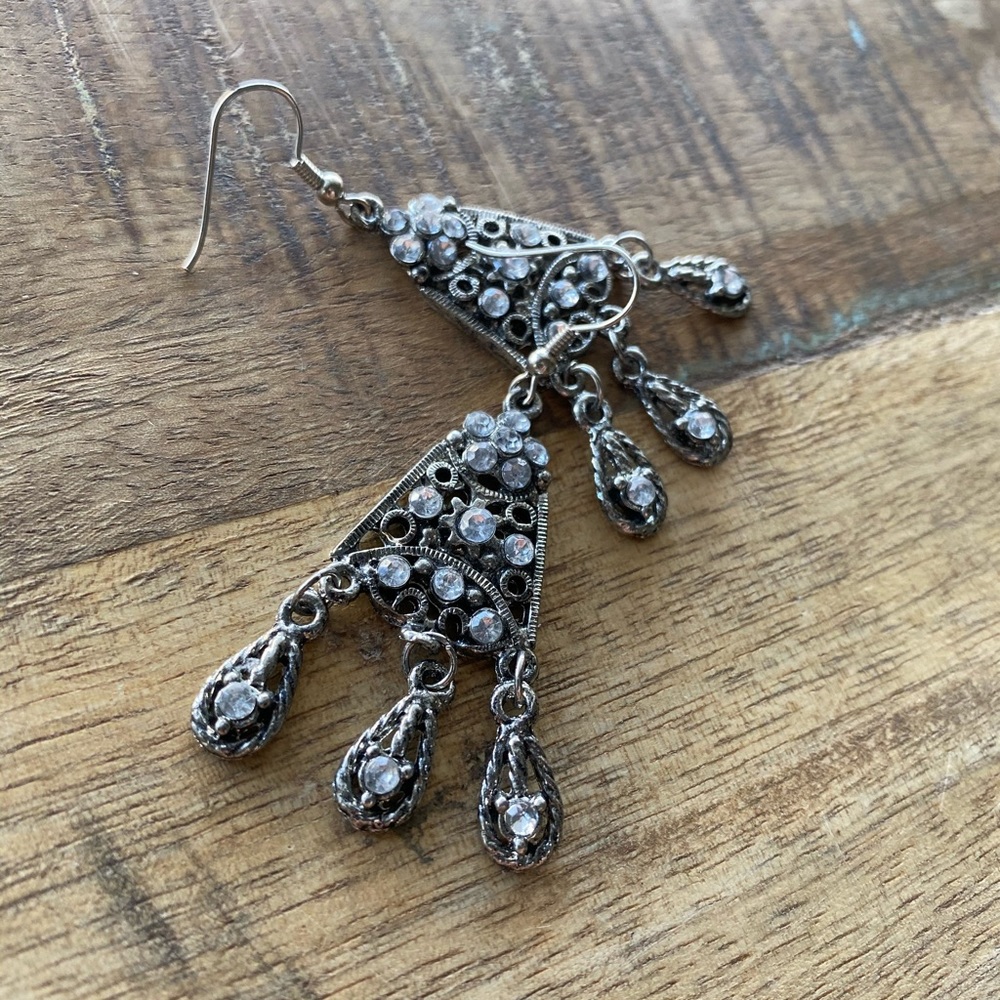 Dangle Earrings with Rhinestone Detail